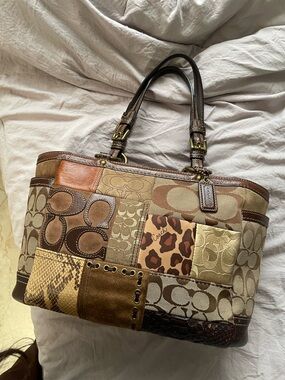 Coach Leopard Patchwork Tote in Brown and Snakeskin 2009